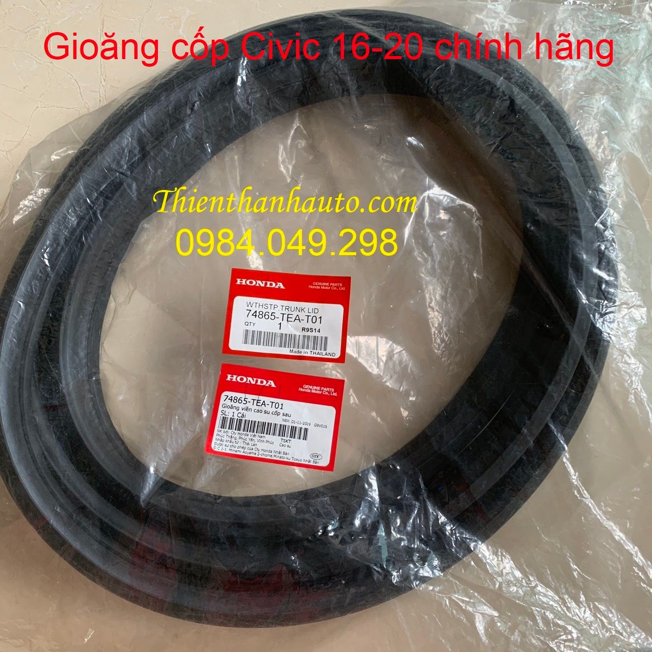 Gioăng cốp hậu Honda Civic 2016-17-18-19-2020 - Nhập khẩu chính hãng từ Honda Nhật - 74865TEAT01