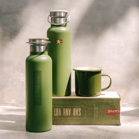  Bộ đôi Ca men Xanh - Bình giữ nhiệt Xanh 