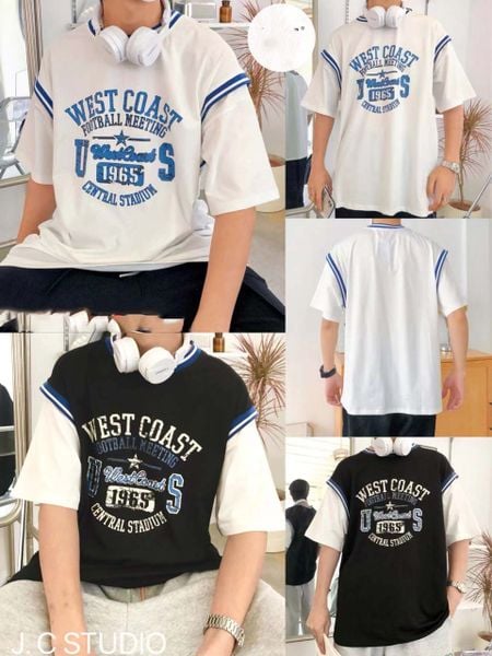  Áo thun cổ tròn form rộng 