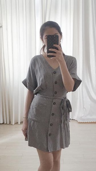  Đầm sơ mi ca rô 