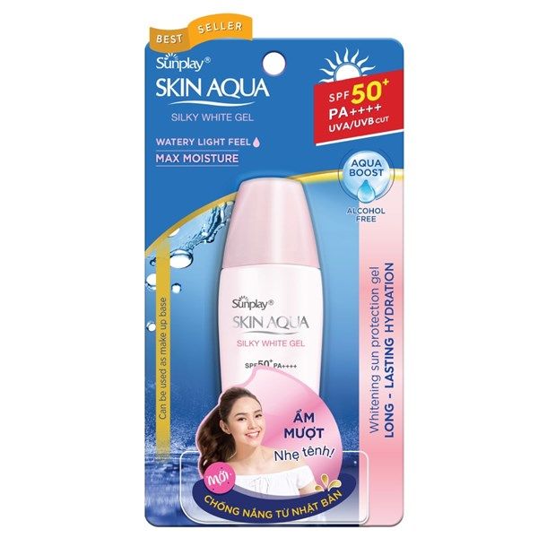  Chống Nắng Dưỡng Da Trắng Mượt Sunplay Skin Aqua Silky White Gel SPF 50 PA+++ 30g 