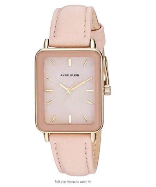  Anne Klein Women's Gold-Tone and Leather Strap Watch 