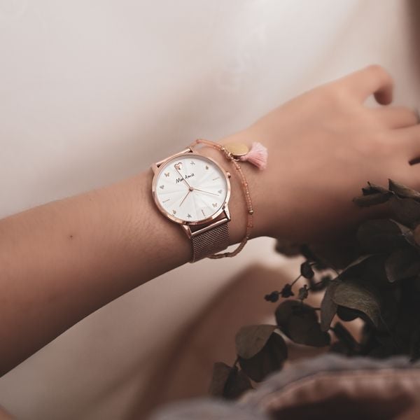  Đồng hồ Mon Amie Stainless Steel Watch and Bracelet Set 