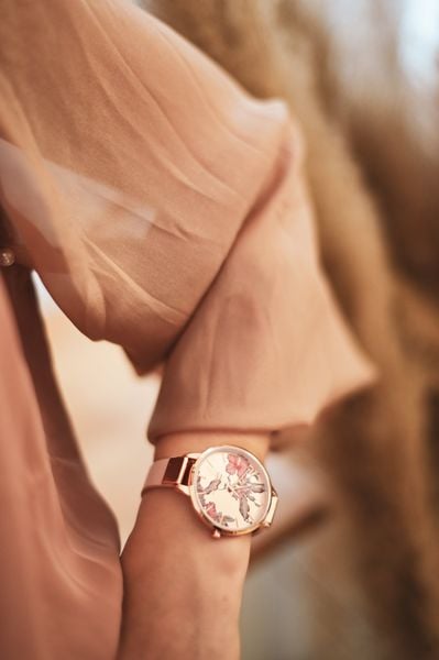  Nine West Women's Floral Dial Strap Watch 