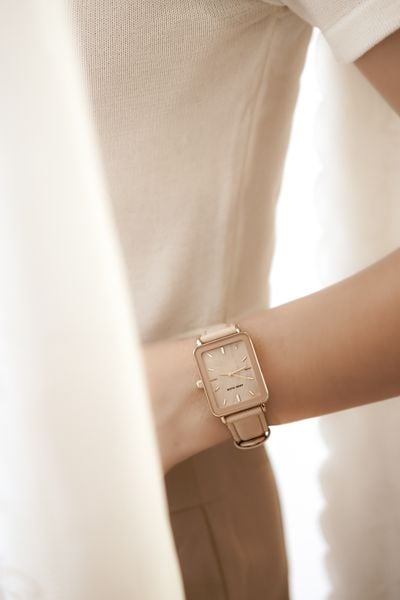  Anne Klein Women's Gold-Tone and Leather Strap Watch 