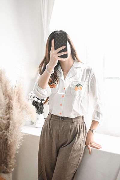  Áo sơ mi nữ form rộng 