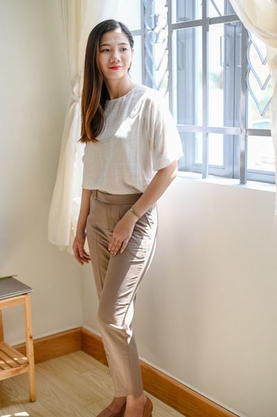  Quần tây 9 tấc Jimmy màu kem 