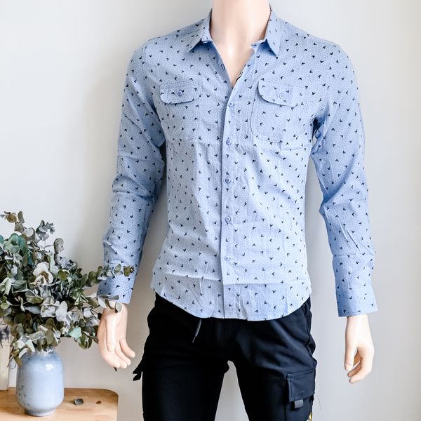  Áo sơ mi tay dài bông 