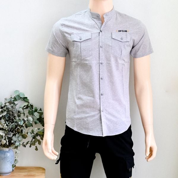  Áo sơ mi cổ trụ nam tay ngắn 