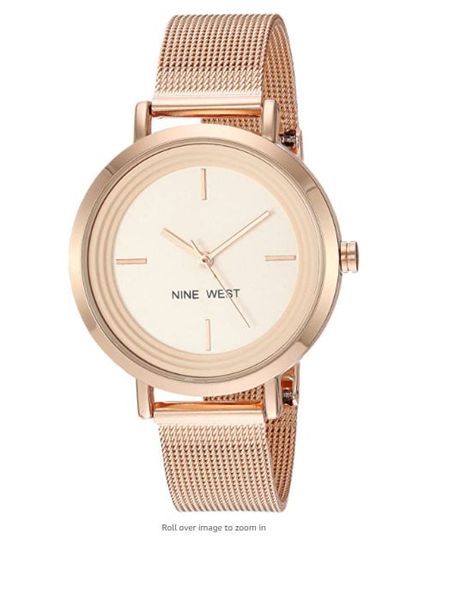  Nine West Women's Gold-Tone Mesh Bracelet Watch 
