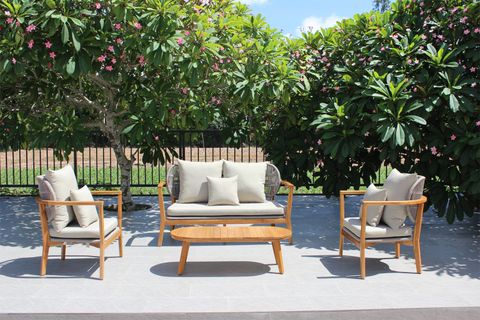 Bộ Sofa 3-1-1 Dây Dù Khung Gỗ Teak Sân Vườn ATC-ANC-02