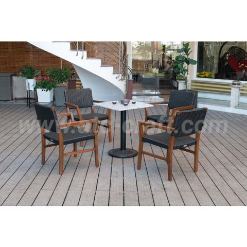 Bộ Bàn Ghế Cafe Mây Nhựa Khung Gỗ RADS-218