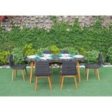 Bộ Bàn Ăn Ngoài Trời Chân Gỗ 6 Chỗ RADS-171A