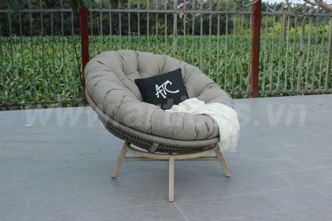 Ghế Mặt Trăng Papasan Dây Dù Chân Gỗ Độc Đáo RABD-153