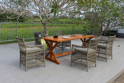 Bàn ghế Ăn Ngoài Trời Mây Nhựa 6 Chỗ RADS-031