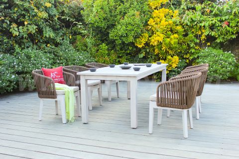 Bộ Bàn Ăn Dây Dù Chân Gỗ Cổ Điển RADS-129