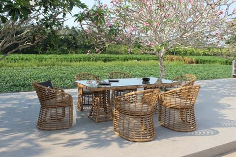 Bộ Bàn Ăn Giả Tre Sân Vườn 6 Ghế RADS-261