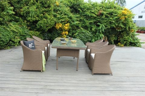 Bàn Ghế Ăn 6 Chỗ Mây Nhựa Ngoài Trời RADS-026