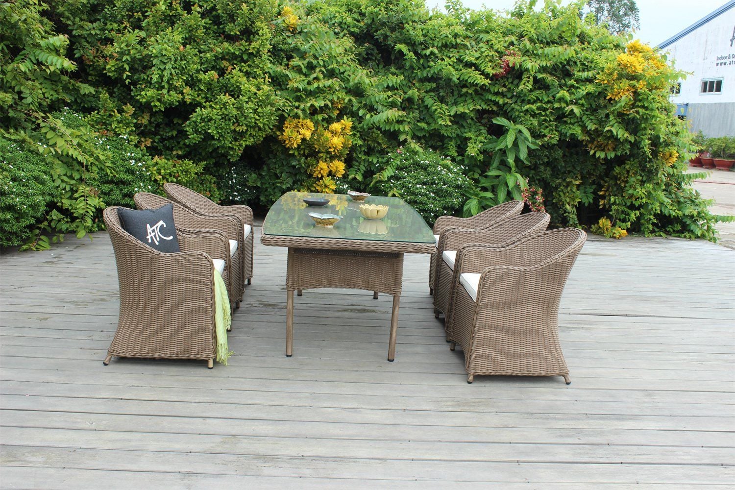 Bàn Ghế Ăn 6 Chỗ Mây Nhựa Ngoài Trời RADS-026