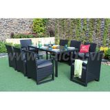 Bộ Bàn Ghế Ngoài Trời 8 Chỗ Dây Mây Nhựa Đen Sang Trọng RADS-139