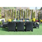 Bộ Bàn Ghế Ngoài Trời 8 Chỗ Dây Mây Nhựa Đen Sang Trọng RADS-139