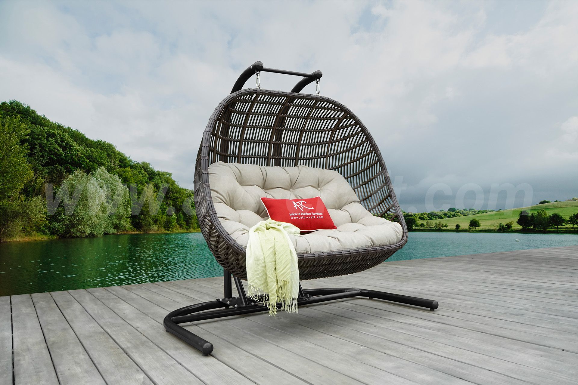 Ghế Xích Đu Đôi Dây Giả Tre Ngoài Trời RAHM-026