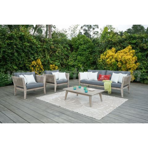 Bộ Sofa Ngoài Trời Dây Dù Khung Gỗ Tràm RASF-159