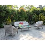 Bộ Sofa Ngoài Trời Dây Dù Chân Gỗ Tràm Hiện Đại RASF-168