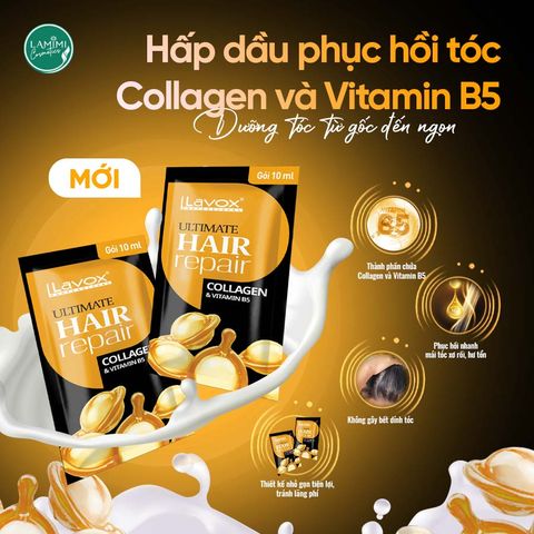  Hấp Dầu Phục Hồi Tóc Collagen & Vitamin B5 Lavox 
