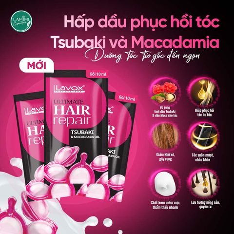  Hấp Dầu Phục Hồi Tóc Tsubaki & Macadamia Oil Lavox 