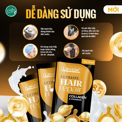  Hấp Dầu Phục Hồi Tóc Collagen & Vitamin B5 Lavox 