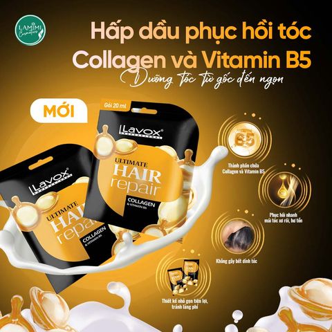  Hấp Dầu Phục Hồi Tóc Collagen & Vitamin B5 Lavox 