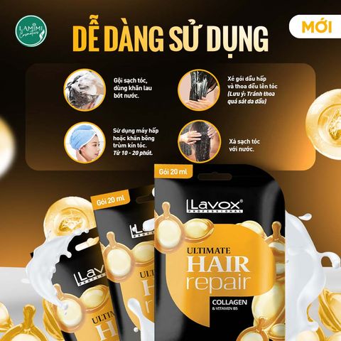  Hấp Dầu Phục Hồi Tóc Collagen & Vitamin B5 Lavox 
