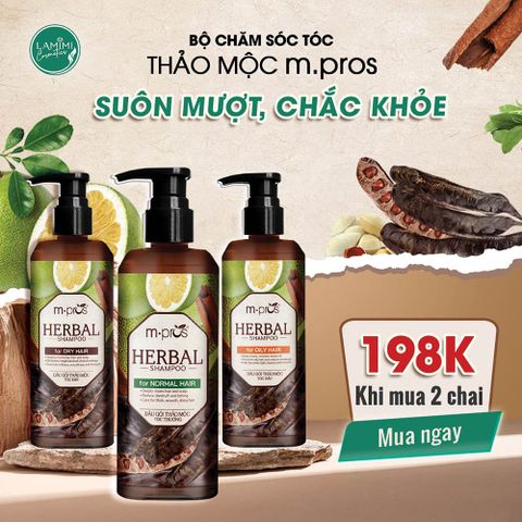  [Mua 2 Giá 198K] Combo 2 Dầu Gội Thảo Mộc M.pros 