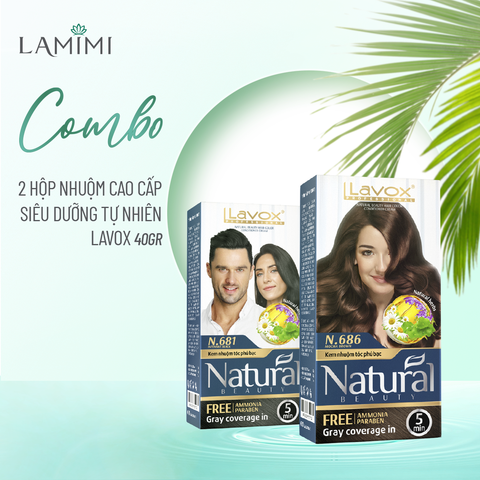  Combo 2 Hộp Nhuộm cao cấp siêu dưỡng tự nhiên Lavox 40grx2 