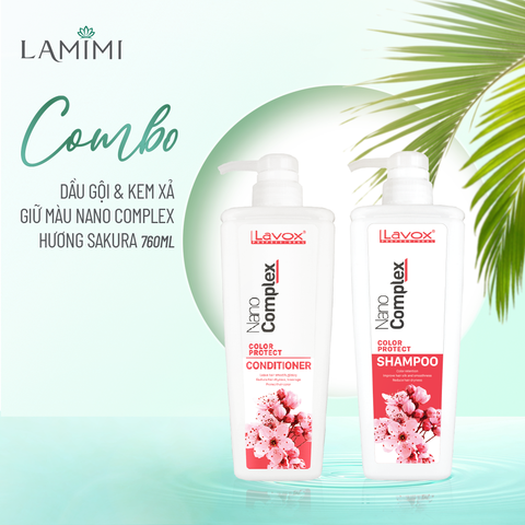  Combo Dầu Gội & Kem Xả Giữ Màu Nano Complex - Hương Sakura 760ml 