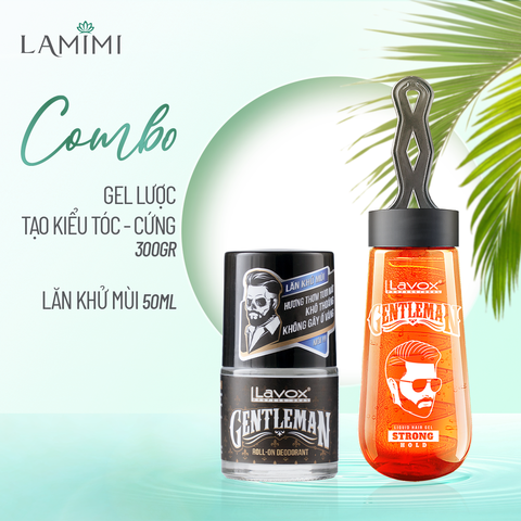  Combo Lăn Khử Mùi -  Gel Vuốt Tóc Tạo Kiểu Lavox Gentleman – Cứng 