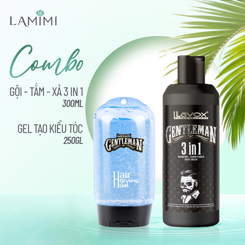  Combo Gội Xả - Gel Tạo Kiểu Tóc Lavox Gentleman 