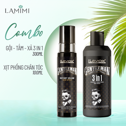  Combo Gội Xả - Xịt Phồng Chân Tóc Lavox Gentleman 