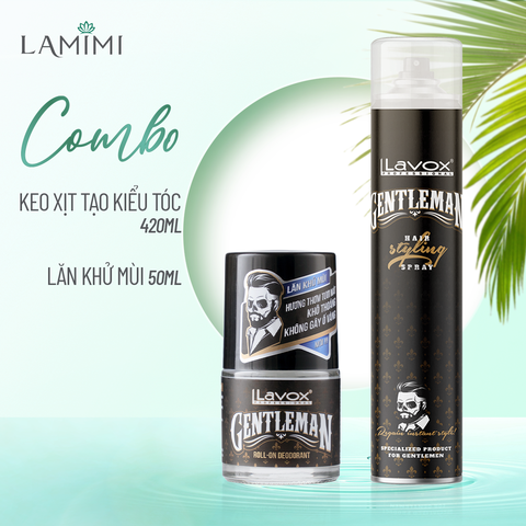 Combo Lăn Khử Mùi - Keo Xịt Tạo Kiểu Tóc Lavox Gentleman 
