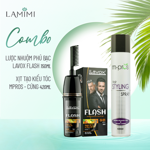  Combo Gel Lược Gội Phủ Bạc Tóc Lavox & Xịt Tạo Kiểu Tóc M.pros - Cứng 