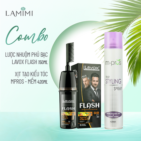  Combo Gel Lược Gội Phủ Bạc Tóc & Xịt Tạo Kiểu Tóc M.pros - Mềm 