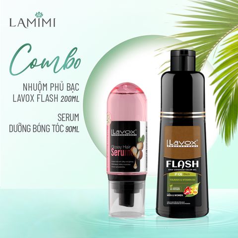  Combo Gel Gội Phủ Bạc Tóc & Serum Dưỡng Bóng Tóc Lavox 90ml 