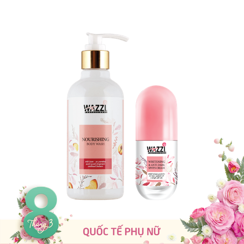  Combo Kem Trắng Da Giảm Thâm Nám và Sữa Tắm Dưỡng Thể Hương Đào Wazzi 