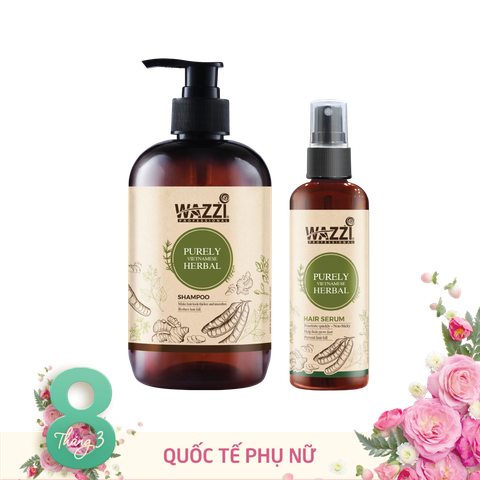  Combo Dầu Gội Thảo Mộc Thuần Việt & Serum Dưỡng Tóc Thảo Mộc Thuần Việt Wazzi 