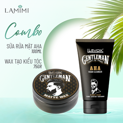  Combo Wax Tạo Kiểu Tóc -  Sữa Rửa Mặt AHA Lavox Gentleman 