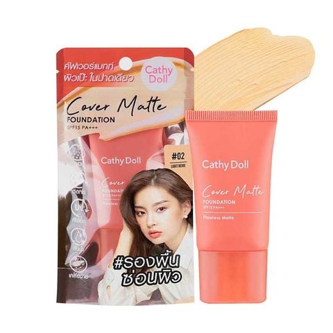  Kem Nền Mịn Lì Cathy Doll Cover Matte Foundation SPF15 PA+++ 