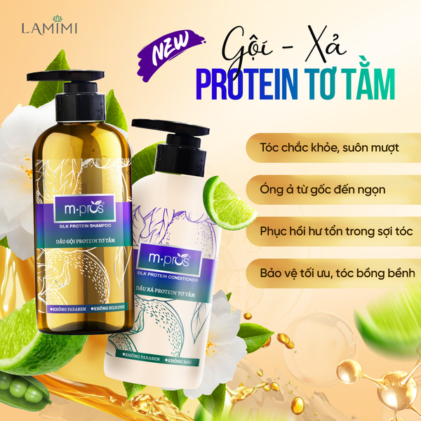  Dầu Gội - Xả Protein Tơ Tằm M.pros 