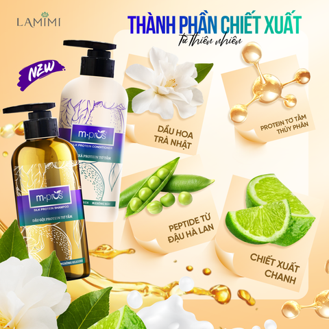  Dầu Gội - Xả Protein Tơ Tằm M.pros 