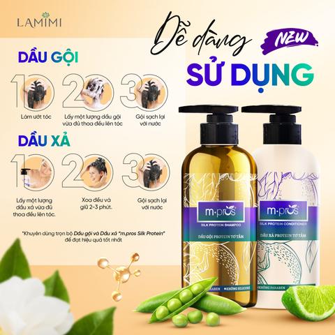  Dầu Gội - Xả Protein Tơ Tằm M.pros 